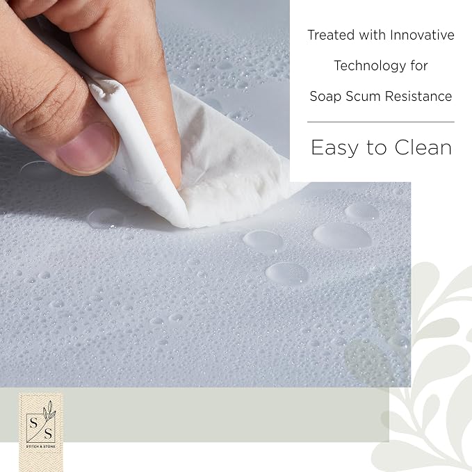 Stitch & Stone Shower Curtain Liner, Premium Medium Weight Durable Waterproof 6g PEVA for Bathroom with Weighted Magnets, Extra Long 72" x 84", Frosty 1 Pack