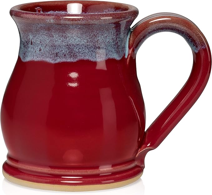 20oz Potbelly Coffee Mug Handmade in the USA (Red/Blue)
