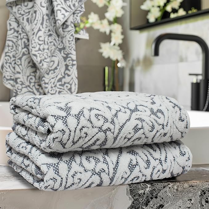 COTTON CRAFT Oversized Bath Sheet - 2 Pack XXL 32x89 - Premium Cotton Sculpted Medallion Jacquard Terry 7 Foot Extra Large Beach Blanket Towel Sheet - Big & Tall - 630 GSM Soft Absorbent Luxury - Navy