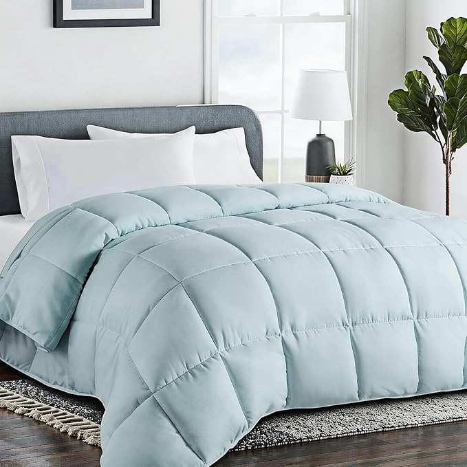 COHOME Premium Full Size Comforter, All-Season Quilted Down Alternative Duvet Insert, Luxury Hotel GentleSoft Comforter with Anti-Clump Tech & 8 Tabs - Reversible - Aqua 82x86 inches