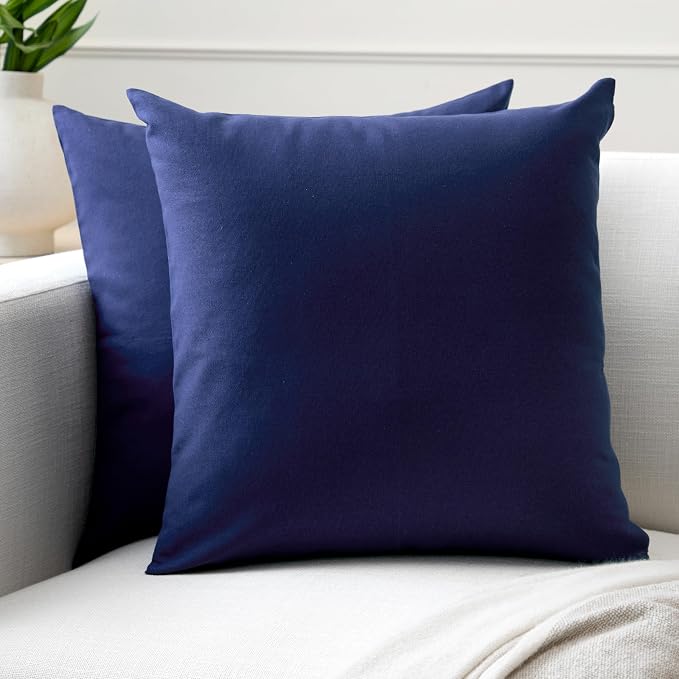 Encasa XO Throw Pillow Covers 20x20 in Set of 2 Scotch Blue | No Inserts | Cotton Pillow Covers for Living Room, Bed, Sofa, Couch | Decorative Cushion Covers with Improved Zipper