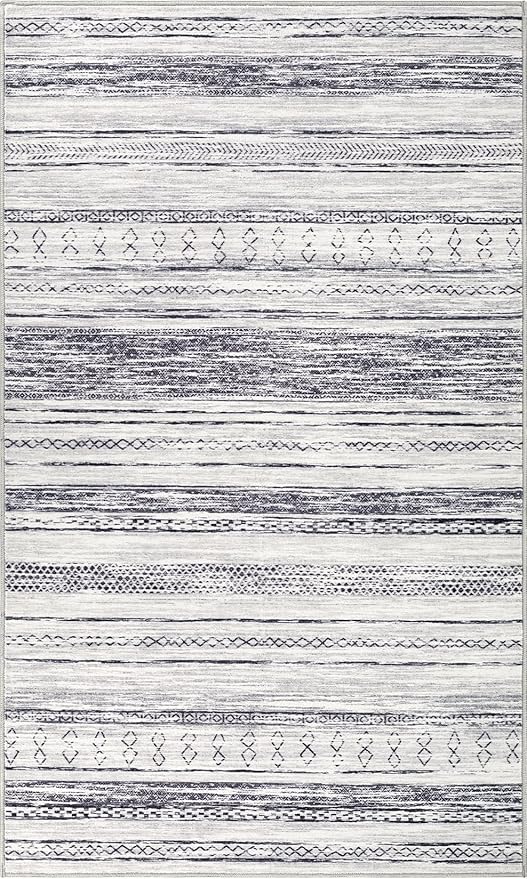 Tortania Area Rug Living Room Rugs - 2x3 Washable Soft Neutral Boho Moroccan Farmhouse Mat Indoor Floor Carpet for Bedroom Hallway Entryway Kitchen Home Office Decor - Grey