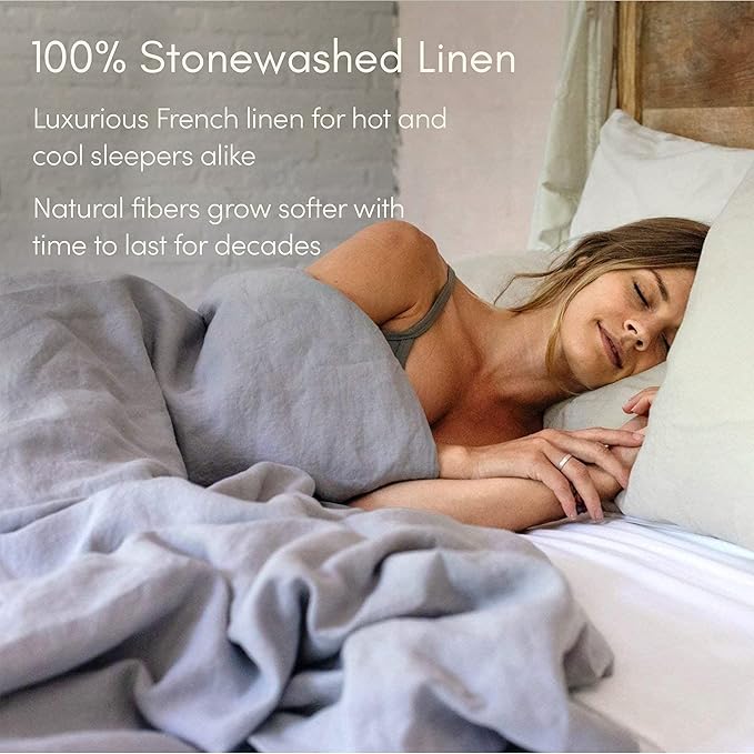 Baloo 100% French Linen Duvet Cover for Weighted Blanket (Dove Grey - 42"x72" - Throw Size) | Cooling, Soft & Durable | Certified European Flax®