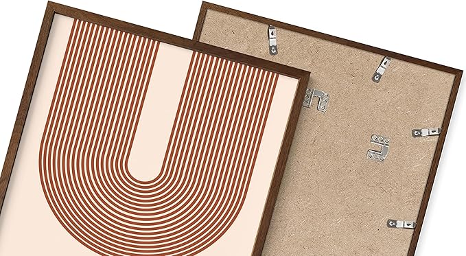 Continuous Line Face Wall Art Abstract Portrait Organic Shapes Earth Tones Terracotta Mid Century Modern 8x10 Inch Oak Wood Walnut Framed Minimalist Line Drawing for Vanity