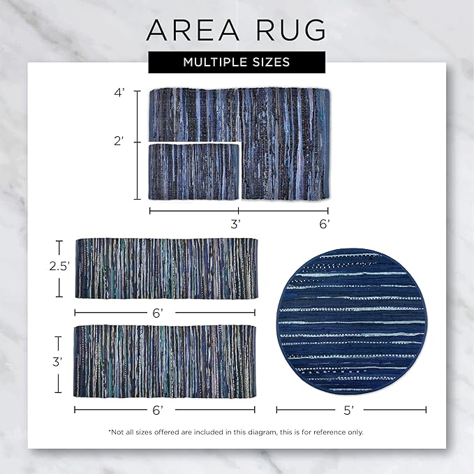 DII Chindi Home Collection Handwoven Multicolor Area Rag Rug, Runner, 2' 3" x 6', Olive Green
