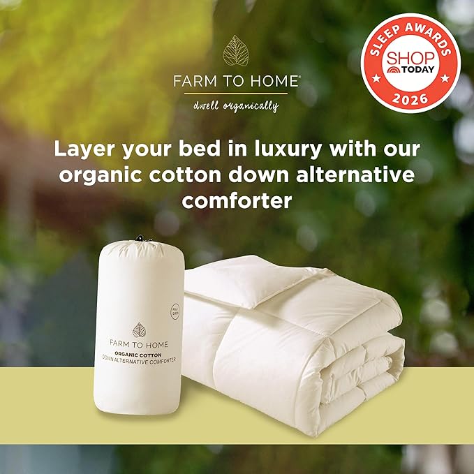 Farm To Home Down Alternative Comforter King Size 100% Organic Cotton Duvet Insert Hotel Collection Hypoallergenic Comforter Machine Washable Comforter 108 x 98 for All Season