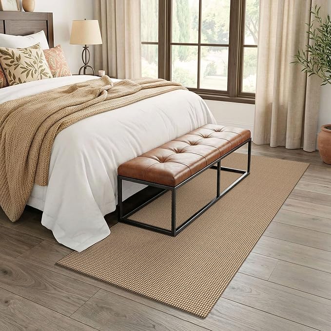 EARTHALL Woven Runner Rug 3x7 Ft Washable Runners for Hallways Wide Non Slip Rubber Backed Kitchen Runner Braided Indoor Floor Carpet for Entryway, Hallway, Kitchen, Bedroom, Orange/Tan/Brown
