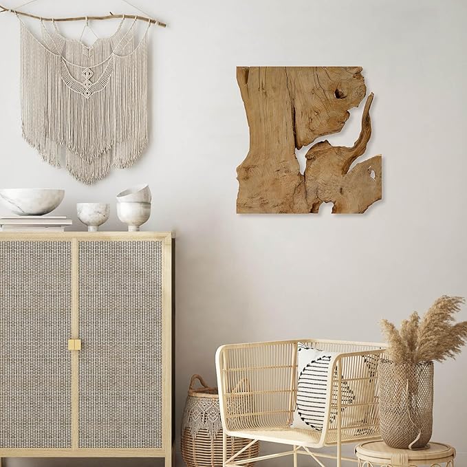 Natural Wood Wall Art - Handcrafted Rustic Decor, Frameless Design for Living Room, Bedroom, Kitchen, or Office - Unique Organic Charm for Your Home