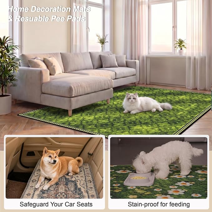 Washable Pee Pads for Dogs, Reusable Puppy Potty Training Pads, Ultra-Absorbent Thick Waterproof Leak-Proof Non-Slip Pads & Mat for Crate, Playpen, Floor, Whelping & Housebreaking , 2 Pack 36"x48"