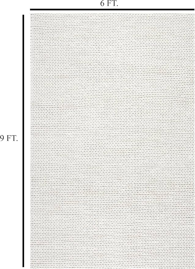 FRELISH DECOR Wool Cotton Area Rug for Living Room and Bedroom, 6'x9' Handwoven Braided Chunky Knit Cable Rugs, Farmhouse Contemporary Area Rug: Wool Ivory Premium