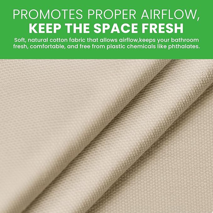 FABRIC SHOWER CURTAIN LINER 70"x74" Standard Bathtub Size - Stylish Quality Bathroom Drape - Earth Friendly Non-Toxic Odor-Free NATURAL Cotton Liner, Light-Weight Washable natural Shower Curtain 70NC