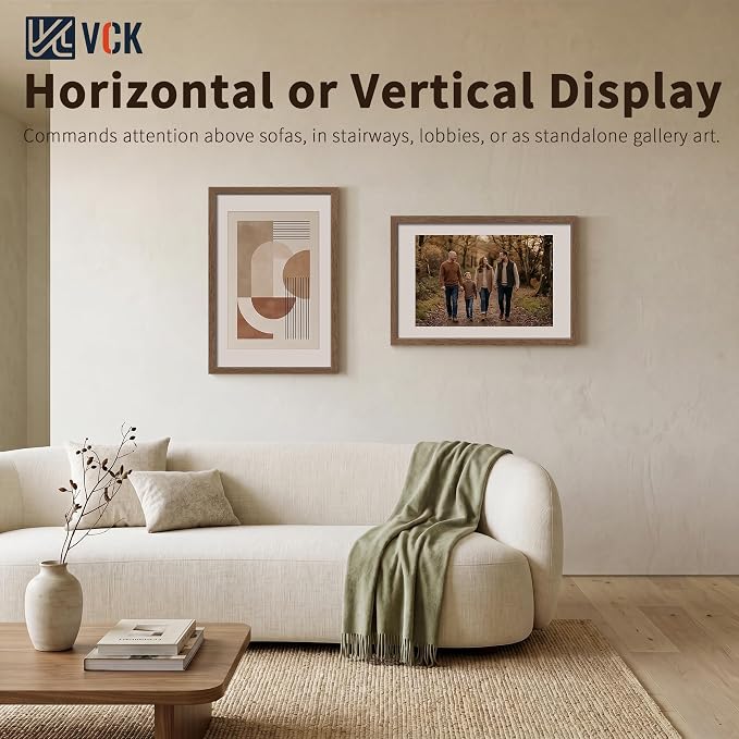 VCK 20x30 Poster Frames Walnut 3 Pack, Wide Border Wood, Display 20x30 Picture Photo with Mat or 18 x 24 Without, for Home, Office, Gallery, Woodgrain Series, Wall Hanging