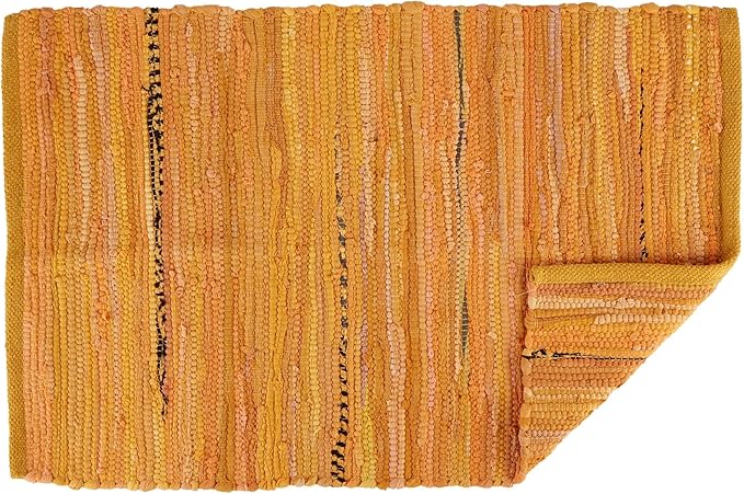 DII Chindi Home Collection Handwoven Multicolor Area Rag Run, 20x31.5, Mustard Yellow