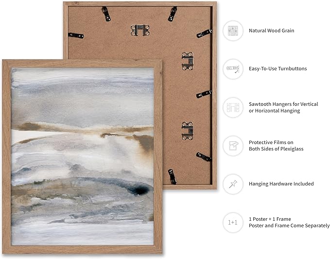 Monem Art Neutral Abstract Watercolor Landscape Wall Art - Minimalist Earth Tone Contemporary Painting Poster - Modern Calm Aesthetic Art Print - 16x20 Beige Framed Wall Art by Mareike Bohmer