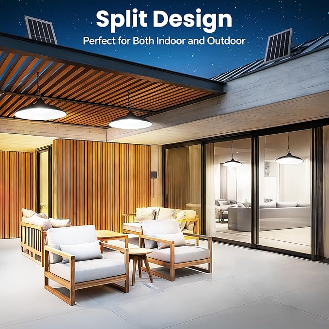 Solar Shed Light Indoor Outdoor, Dual Lamp 2000LM Daytime Available Pendant Light with Pull String, Dusk to Dawn, 3 Lighting Modes Solar Lights Indoor, Waterproof for Barn, Gazebo, Shop, Garage