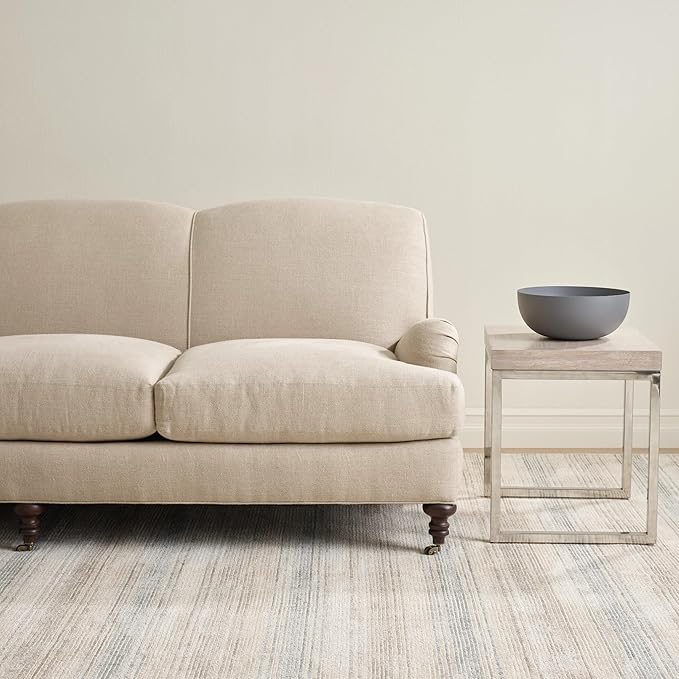 Dash & Albert Moonshine Handwoven Cotton/Viscose Rug, 8.5 X 11.5 Feet, Blue Stripe Pattern