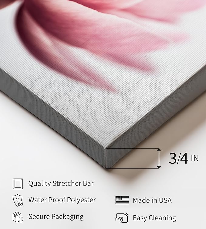 Monem Art Pink Peony Macro Photography Print - Minimalist Floral Art Poster - Wall Decor for Living Room, Bedroom or Office - 16x20 STRETCHED CANVAS Wall Art by Mareike Bohmer