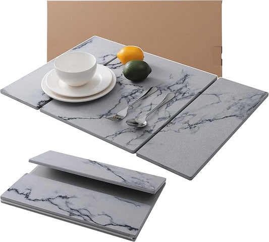 23.6"×15.7" Diatomaceous Earth Stone Dish Drying Mat, Foldable Super Absorbent Quick Dry Non-Slip Eco-Friendly Pad for Kitchen Counter, Dishes, Cups, Bottles & Utensils, Light Gray