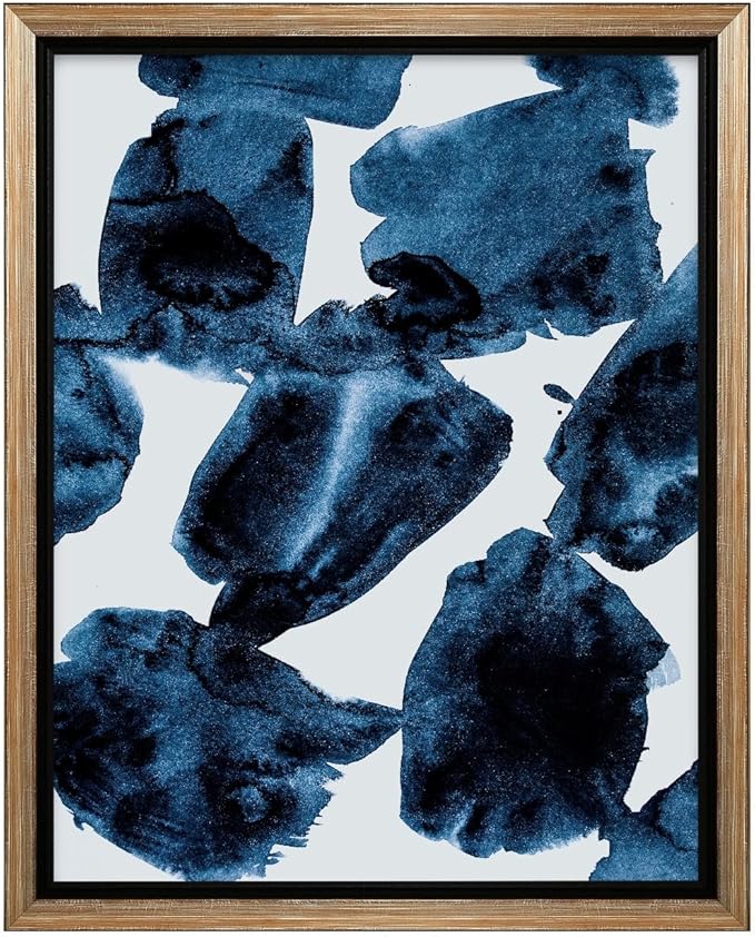 Monem Art Blue Abstract Watercolor Texture Print - Minimalist Modern Art Poster - Wall Decor for Living Room, Bedroom or Office - 8x10 Silver Framed CANVAS Wall Art by Mareike Bohmer