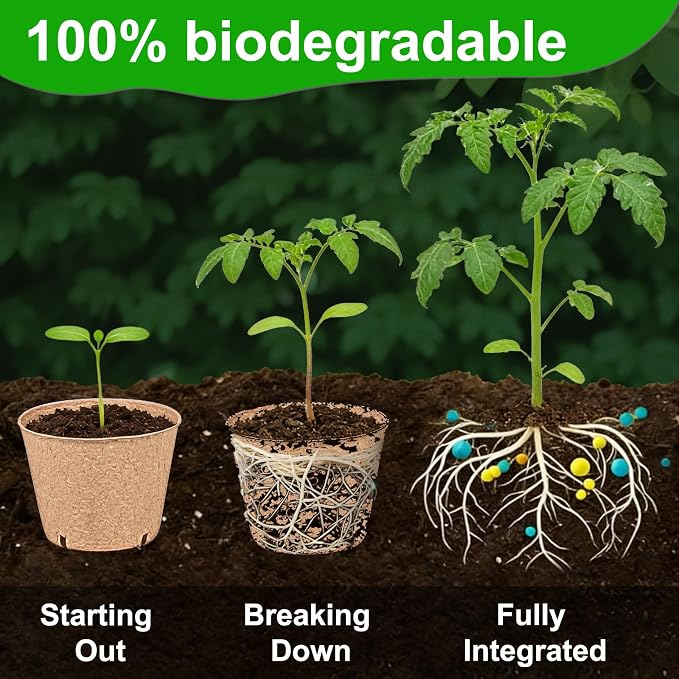 JNYONG 120 Packs 4 Inch Peat Pots,Biodegradable Pots for Seedlings with Drainage Holes, Garden Germination Nursery Pots with100Pcs Plant Labels