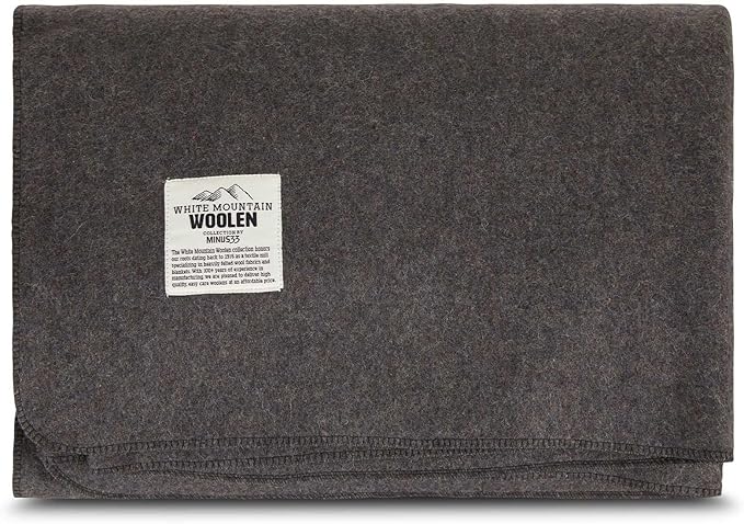 Queen Wool Blanket - 80% Recycled Wool - Warm Queen Blanket - Thick - Washable - 90W x 100L - Charcoal Gray