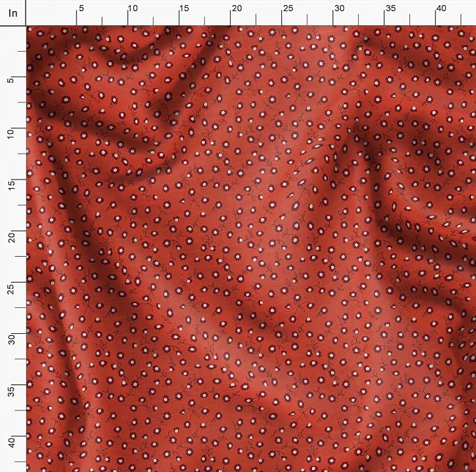 Soimoi Lightweight Cotton Voile Fabric, Orange - Floral Print, Unstitched Material - 42 Inch Width, Ideal for Making Summer Dresses, Blouses, Lingerie, Sheer Curtains, Garment Linings, 1 Yard