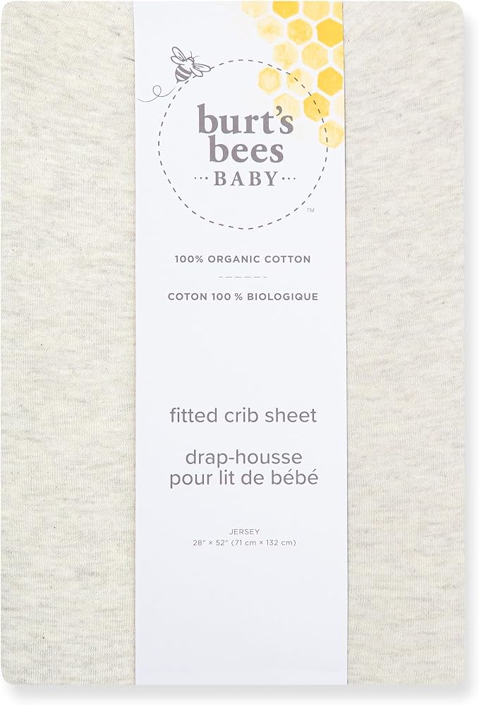 Burt's Bees Baby Organic Cotton Fitted Crib Sheet, Breathable Baby Bedding, Infant and Toddler Bed Sheet for Boys and Girls