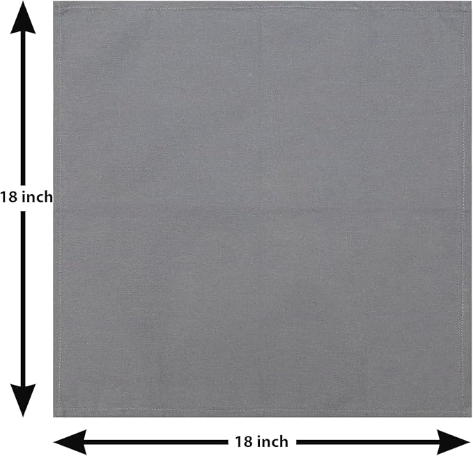 Cloth Napkins Set of 12 (18x18 Inches or 46x46 CM) 100% Cotton Everyday Use Premium Quality Cloth Napkins Ultra Soft Perfect Dinner Napkins/Table Napkins - Grey - The Home Talk, Gray