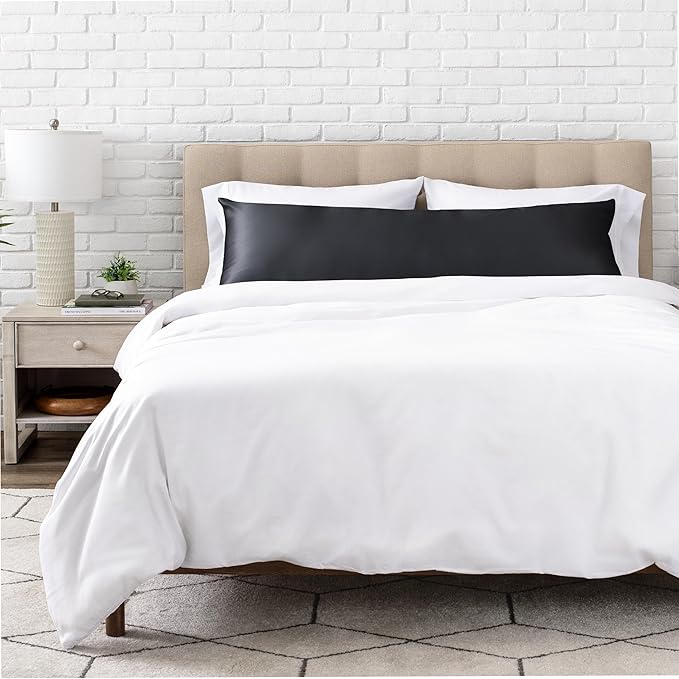 Bare Home 100% Mulberry Silk Pillowcase for Hair and Skin - Ultra Premium 6A Grade 19 Momme Silk Pillow Case - Hidden Zipper - Breathable Cooling Pillow Cover (Body, Black)