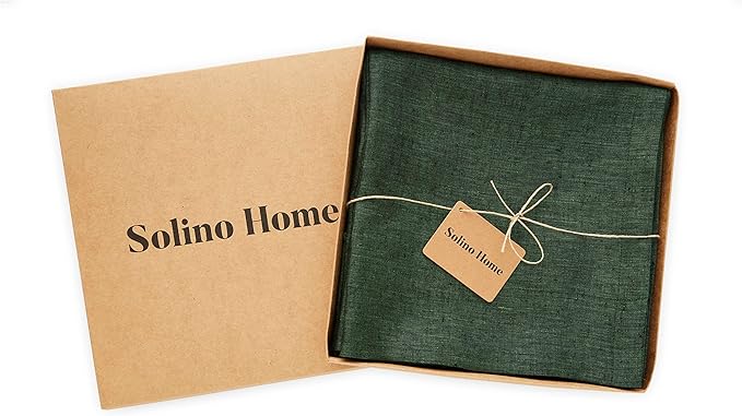 Solino Home European Flax Linen Curtain Forest Green, 52 x 84 Inch Light Filtering Rod Pocket Curtain 84 Inch, 100% Pure Linen Window Treatment for Living Room, Bedroom - 1 Panel
