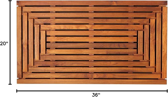 Bare Decor Giza Shower, Spa, Door Mat in Solid Teak Wood, 36" x 20"