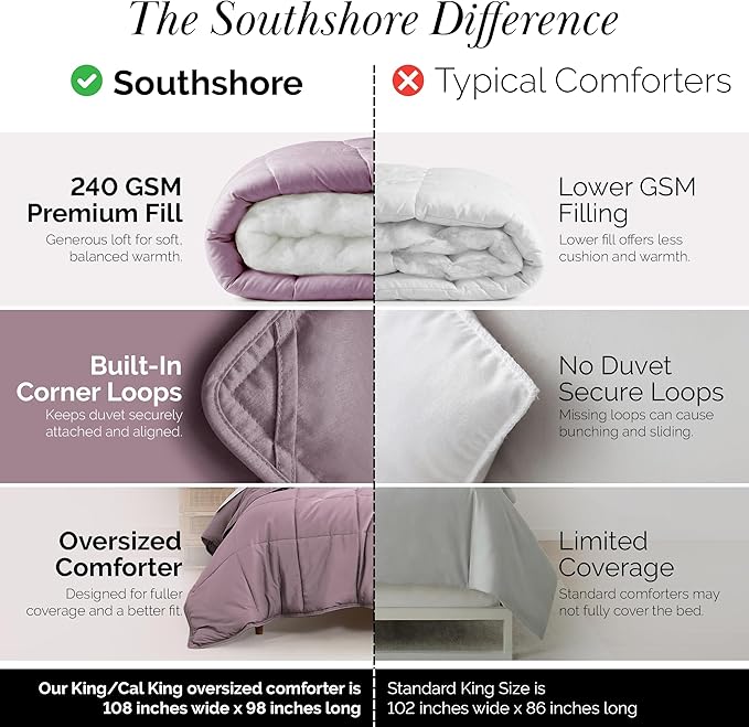 Southshore Fine Living, Inc. California King Comforter, Duvet Insert, Down Alternative Comforter, Soft & Cozy King Bedding, Lavender