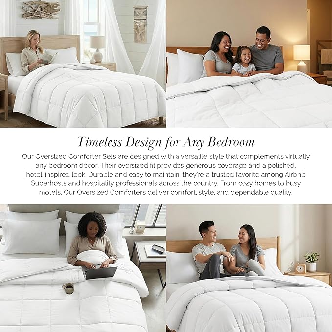 Southshore Fine Living, Inc. White Comforter Full Size, Queen Down Alternative Comforter Only, Fluffy Duvet Insert Full/Queen Size Bedding, Cozy Bedding for All Seasons, Bright White Comforters