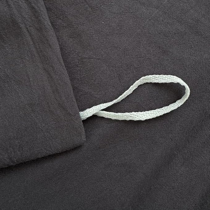 FACE TWO FACE Bedding Duvet Cover Set100% Washed Cotton Duvet Cover Linen Like Textured Breathable Durable Soft Comfy (Full, Volcanic Black)