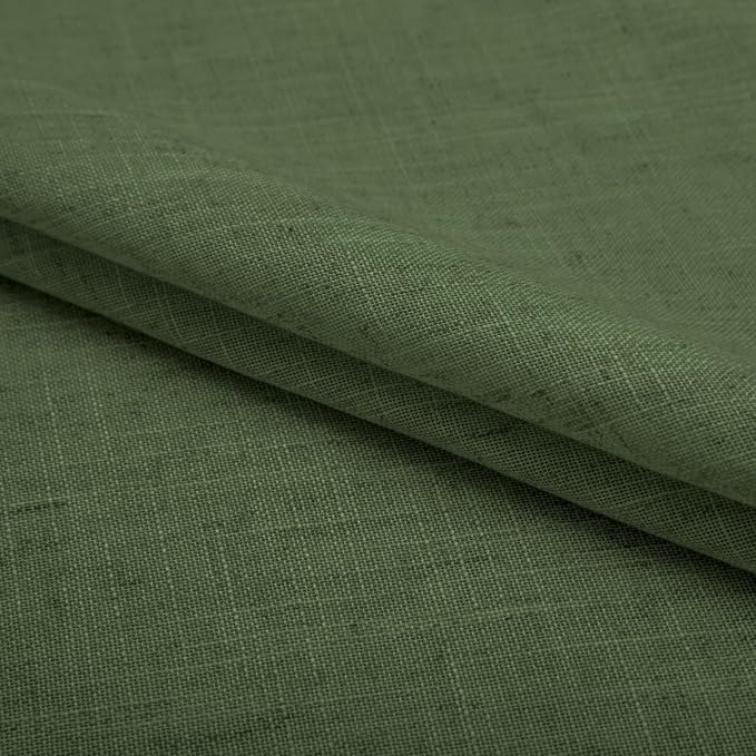 Pitalk Olive Green Sheer Curtains 72 Inches Long 2 Panels Grommet Linen Polyester Fabric Light Filtering Semi Sheer Curtains for Living Room Bedroom Office Boho Neutral Aesthetic Decor 52x72 in Length