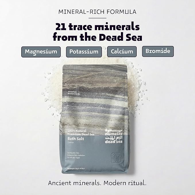 Dead Sea Salts for Soaking Relaxing Sea Salt Bath Soak for Body Rejuvenation - Natural Mineral Salts - Coarse Dead Sea Salt Unscented Bath Salts for Women & Men (2.2 lb)