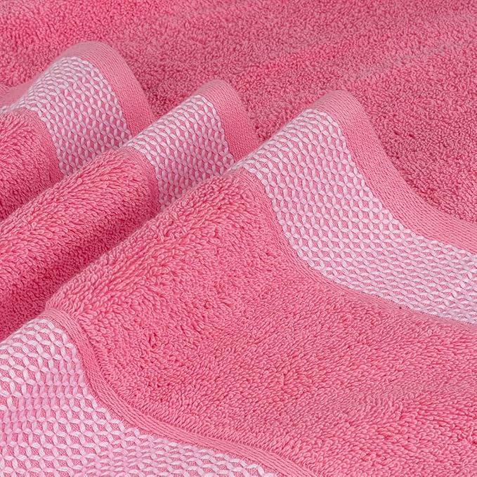 CASA COPENHAGEN Solitaire 6Pcs 100% Egyptian Cotton Large Designer Towels Gift Set- Rosy, 600GSM, 2Bath 2Hand 2Washcloths, Bath Towels for Bathroom Set for Women & Men
