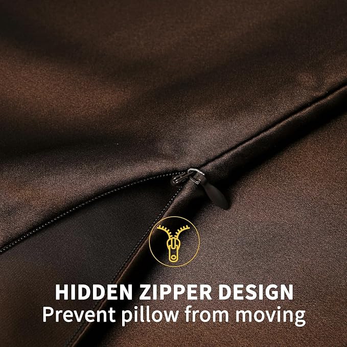 ZIMASILK 100% Pure Mulberry Silk Pillowcase for Hair and Skin Health,Soft and Smooth,Both Sides Premium Grade 6A Silk,600 Thread Count,with Hidden Zipper,1pc(Standard 20''x26'',Chocolate)