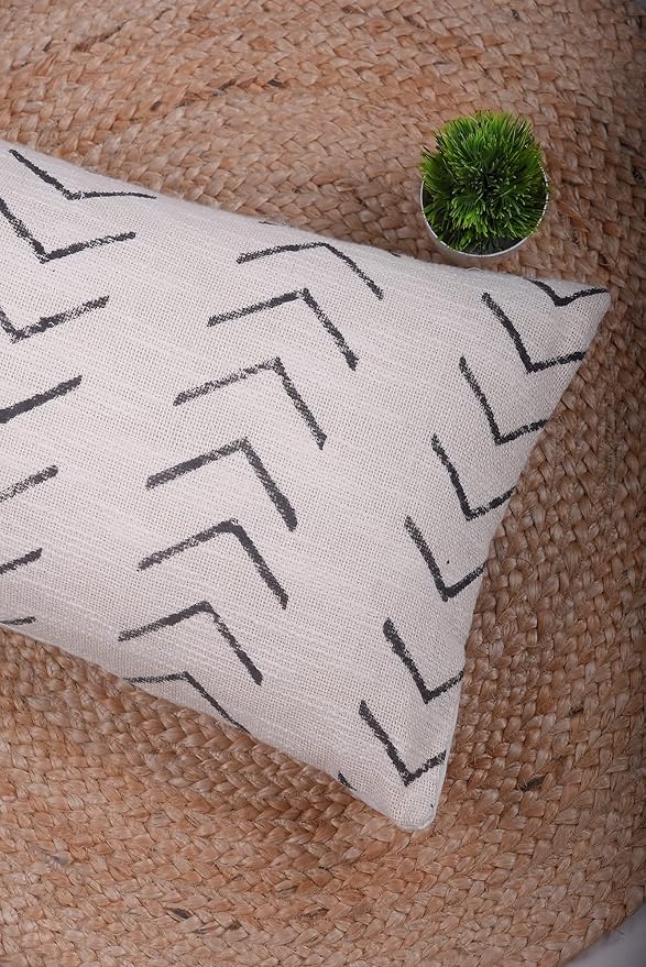 Trade Star Decorative Modern Luxurious Bedding Pillow 100% Cotton Throw Pillow Cover Rectangular Pillow Cover Lumbar Cushion Case for Home Decor (Ivory Phoenix 12X24 INCHES)