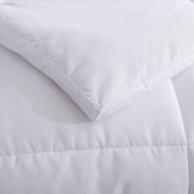 Feather and Loom European Gusset All Season Down Alternative Comforter - 1.5-inch Gusset for Extra Loft, Easy Care Microfiber Cover, Hypoallergenic Fiber Fill - Color: White | Size: King