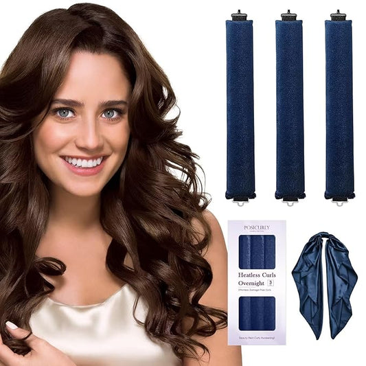 Heatless Hair Curler Overnight Curls-3 Pcs No Heat Curling Blowout Rod to Sleep In,Hair Rollers with Satin Scarf