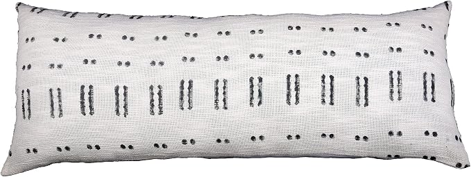 Trade Star 100% Cotton Pillow Cover Mudcloth Rustic Luxurious Lumbar Back Rest Cover for Bedding Large Modern Handwoven Cushion Case for Farmhouse Decor (Ivory Blossom 14X36 INCHES)