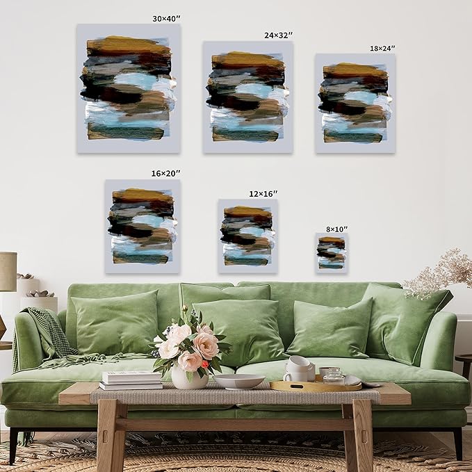 Monem Art Abstract Earth Tone Brushstroke Print - Modern Painterly Art Poster - Wall Decor for Living Room, Bedroom or Office - 18x24 Black Framed CANVAS Wall Art by Mareike Bohmer