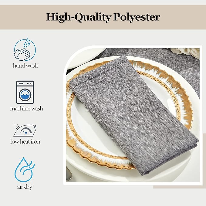 Mebakuk Cloth Napkins Set of 12, Premium 17 x 17 Inch Solid Washable Linen Style Napkins, Soft Table Napkin for Wedding Party Restaurant Dinner Parties
