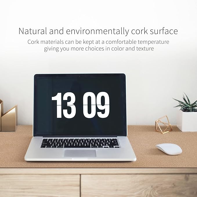 RENMTURE Dual-Sided Mouse Pad, Natural Cork & PU Leather Large Desk Pad for Office and Home Work, Desk Protector Non-Slip, Waterproof, Easy Clean (Dark Coffee, 36"x17")