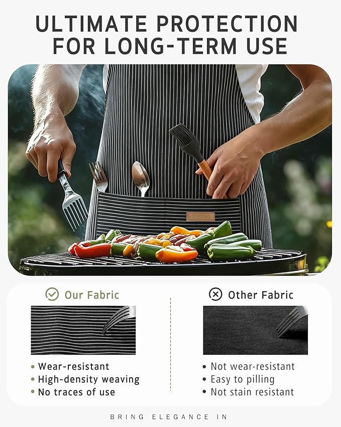 Syntus Chef Apron for Men Women Kitchen Cooking Apron with Pockets, Adjustable Bib Aprons Stain Resistant