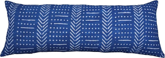 Trade Star Indigo Mudcloth Farmhouse Cushion Case 100% Cotton Throw Pillow Cover Beautiful Body Pillow Case Luxurious Bedding Decor Large Pillow Cover (Indigo Snow 14X36 INCHES)