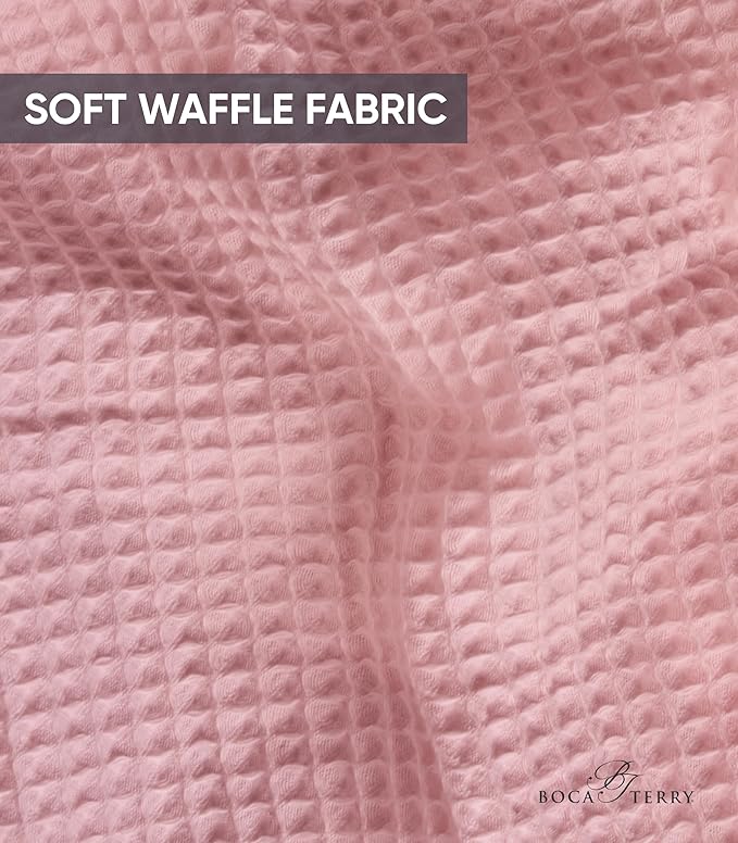 Waffle Robe for Women by BOCA TERRY, Soft Cotton Spa Robes for Summer, Lightweight Knit Waffle Bathrobe, Kimono Bathrobes