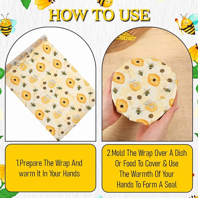 Beeswax Wraps for Food Roll (13x40 inch) Reusable Beeswax Paper | Cut-to-Size for Bread, Cheese, Kitchen Storage, Washable Plastic Free