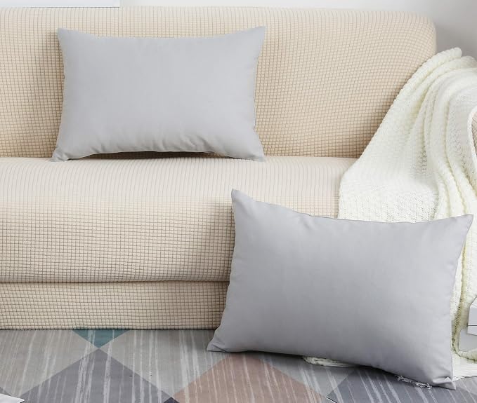 TangDepot 100% Cotton Solid Throw Pillow Cover 12x18 Gray Stone | 100% cotton, same-color zip, machine wash & air dry. For living room, bedroom, office, car. 42 colors, 72 sizes. Cover only.